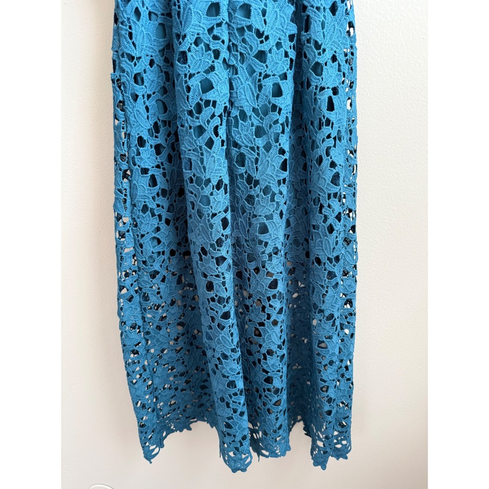 ASTR The Label Teal Blue Floral Lace Midi Dress Sleeveless Cami Wedding Guest M - Picture 7 of 12